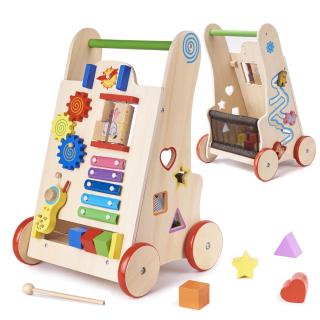 Drevené montessori edukačné chodítko 6v1 (Interaktívna multifunkčná hračka a chodítko v jednom!)