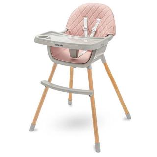 Jedálenská stolička Baby Mix Freja wooden dusty pink (Jedálenská stolička na kŕmenie ružová)