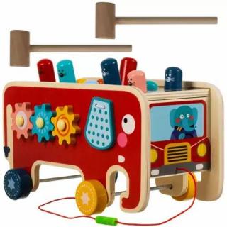 Multifunkčná montessori edukačná hračka Slon (drevená multifunkčná hračka)