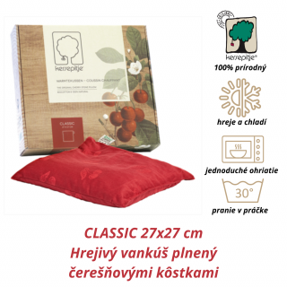 INATURA Čerešničky Classic 27x27 cm (Hrejivý vankúš plnený čerešňovými kôstkami (tvar štvorec))