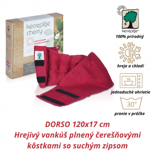 INATURA Čerešničky Dorso 120x17 cm (Hrejivý vankúš plnený čerešňovými kôstkami so suchým zipsom)