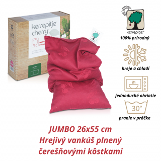 INATURA Čerešničky Jumbo 26x55 cm (Hrejivý vankúš plnený čerešňovými kôstkami (najväčší vankúš))