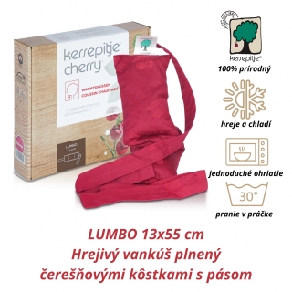 INATURA Čerešničky Lumbo 13x55 cm (Hrejivý vankúš plnený čerešňovými kôstkami s pásom)