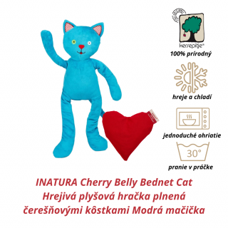 INATURA Cherry Belly Bednet Cat (Hrejivá plyšová hračka plnená čerešňovými kôstkami Modrá mačička)