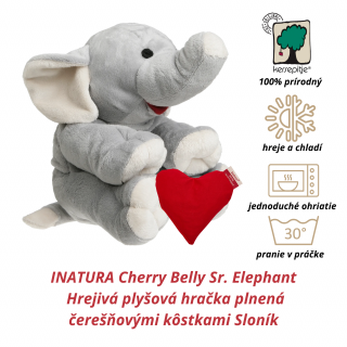 INATURA Cherry Belly Sr. Elephant (Hrejivá plyšová hračka plnená čerešňovými kôstkami Sloník)
