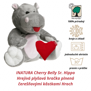 INATURA Cherry Belly Sr. Hippo (Hrejivá plyšová hračka plnená čerešňovými kôstkami Hroch)