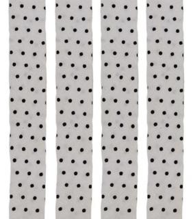 Šikmý prúžok bavlnený šírka 15 mm zažehlený čierny bodka na bielej
