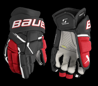 Hokejové rukavice BAUER S23 SUPREME MACH Intermediate 12" Black Red