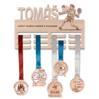 Vešiak na medaile - Badminton, muž Veľkosť vešiaka: Malý (30 x 20 cm)