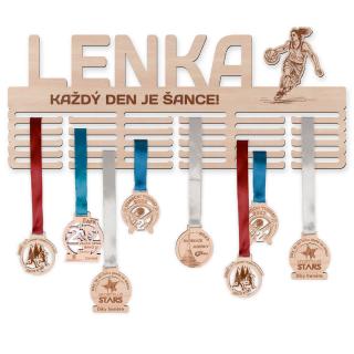 Vešiak na medaile - Basketbal, žena Veľkosť vešiaka: Veľký (70 x 30 cm)