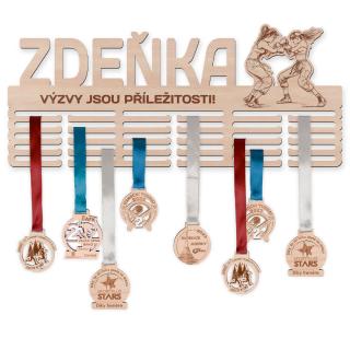 Vešiak na medaile - Kickbox, žena Veľkosť vešiaka: Veľký (70 x 30 cm)