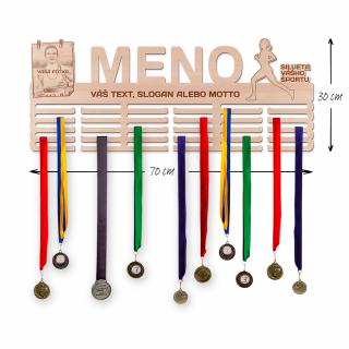 Vešiak na medaile s vlastnou fotografiou Veľkosť vešiaka: Mega športovec (70 x 30 cm)