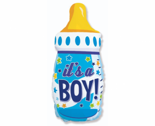 Balón fóliový - fľaša It´s a boy 61cm - chlapček (Vhodné pre plnenie vzduchom aj héliom)