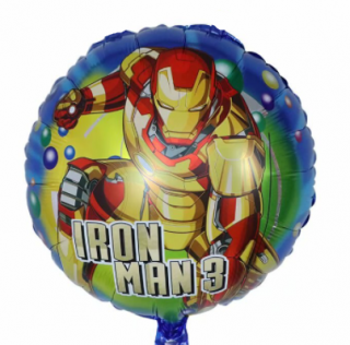 Balón fóliový - Iron Man 45cm (Vhodné pre plnenie vzduchom aj héliom.)