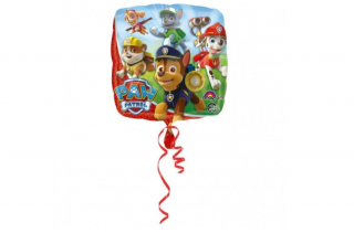 Balón fóliový - Labková patrola štvorec 43cm (Vhodné pre plnenie vzduchom aj héliom.)