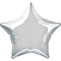 Fóliový balón hviezda - Strieborná  (Vhodné pre plnenie vzduchom aj héliom.)
