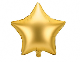 Fóliový balón hviezda - Zlatá / Matná (Vhodné pre plnenie vzduchom aj héliom.)
