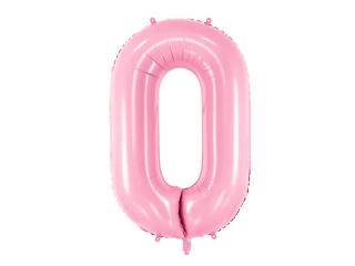 Fóliový balón s číslom 0 - Ružová 86cm (Narodeninový fóliový balón číslo nula, vhodný na plnenie vzduchom aj héliom.)