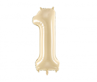 Fóliový balón s číslom 1 - Krémová 72cm (Narodeninový fóliový balón číslo jeden vhodný na plnenie vzduchom aj héliom.)