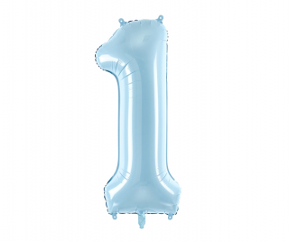 Fóliový balón s číslom 1 - Modrá 86cm (Narodeninový fóliový balón číslo jeden, vhodný na plnenie vzduchom aj héliom.)