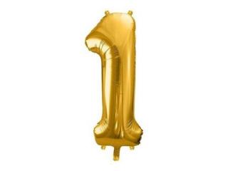 Fóliový balón s číslom 1 - Zlatý 86cm (Narodeninový fóliový balón číslo jeden, vhodný na plnenie vzduchom aj héliom.)