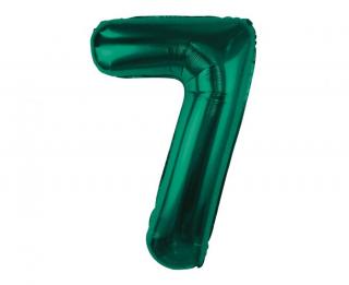 Fóliový balón s číslom 7 - Fľašková zelená 85cm (Narodeninový fóliový balón číslo sedem, vhodný na plnenie vzduchom aj héliom.)