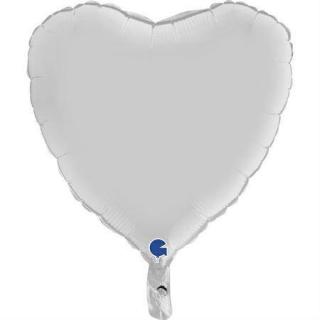 Fóliový balón srdce - biele perleťové (Vhodné pre plnenie vzduchom aj héliom)