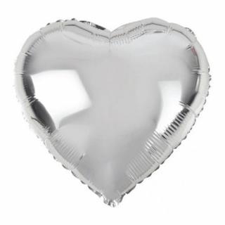 Fóliový balón srdce - Strieborná (Vhodné pre plnenie vzduchom aj héliom.)