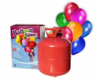 Helium do balónov - 50ks  (Táto héliová fľaša obsahuje 430 LITROV plynu, s ktorým dokážete naplniť až 50 balónikov s priemerom 22,5 centimetrov.)