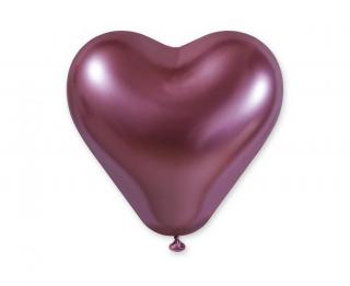 Latexový balón chrómový, srdce 30cm - ružové (Extra lesklé balóny extra silné v krásnych chrómových farbách.)