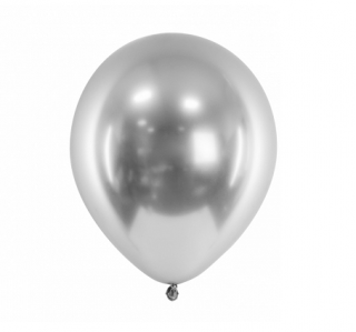 Latexový balón extra lesklý 30cm - Strieborný (Vhodné pre plnenie vzduchom aj héliom.)