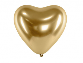 Latexový balón extra lesklý srdce 30cm - Zlaté (Extra lesklé balóny extra silné v krásnych farbách.)