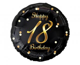 Narodeninový balónik - 18th Birthday čierny (Vhodné pre plnenie vzduchom aj héliom)