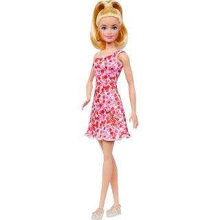 Barbie HJT02 Modelka s ružovými kvetinovými šatami
