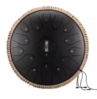 Hütermann Profesional Tongue drum -  12' (30cm), 15 tónů, D-dur - černý, s příslušenstvím