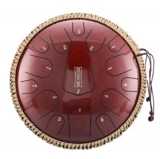 Hütermann Profesional Tongue drum -  14' (35cm), 15 tónů, C-dur - perleťový povrch - červený, s příslušenstvím