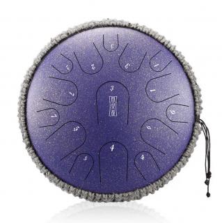 Hütermann Profesional Tongue drum -  14' (35cm), 15 tónů, D-dur - Fialový, s příslušenstvím