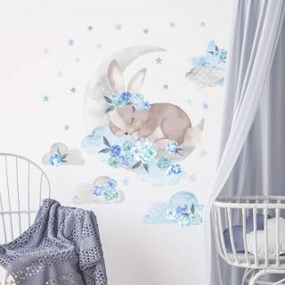 Hütermann Samolepka na zeď Spící králík modrá