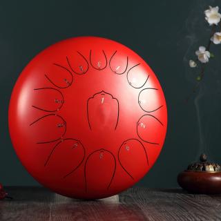 Hütermann Tongue drum -  12' (30cm), 13 tónů, C-dur - Červený,  s příslušenstvím