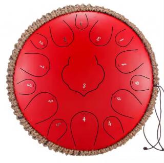 Hütermann Tongue drum -  12,5' (32cm), 13 tónů, C-dur - červený,  s příslušenstvím