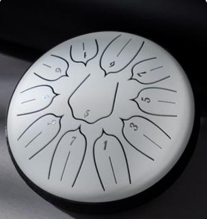 Hütermann Tongue drum - 6' (15cm), 11 tónů, D-dur - Bílý lotus s příslušenstvím