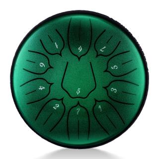 Hütermann Tongue drum - 6' (15cm), 11 tónů, D-dur - Zelený lotus s příslušenstvím