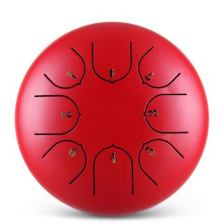 Hütermann Tongue drum - 6' (15cm) 8 tónů, D-dur - Červený,  s příslušenstvím