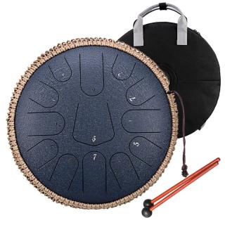 Hütermann Tongue drum opletený - 12' (30 cm), 13 tónů, C-dur - Tmavomodrá,  s příslušenstvím