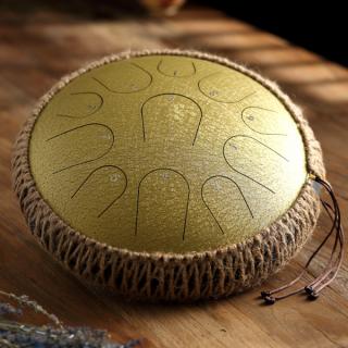 Hütermann Tongue drum opletený - 13' (33 cm), 11 tónů, C-dur - Zlatý,  s příslušenstvím