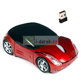 Bezdrôtová optická myš - červené pretekárske auto