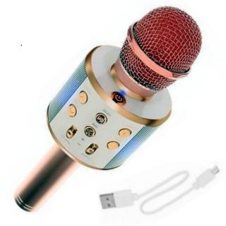 Bezdrôtový karaoke mikrofón s reproduktorom - svetlo ružový