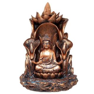 Budhov vodopád s tečúcim dymom – Thajský Budha a lotosové kvety