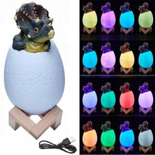 Dotyková RGB dobíjacia lampička Dinosaurus - Triceratops vo vajci