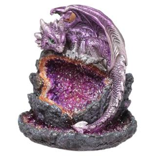 Fantasy vodopád s tečúcim dymom a LED svetlom – Drak na trblietavom kameni